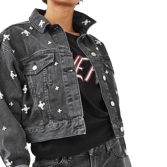 embellished denim jacket topshop